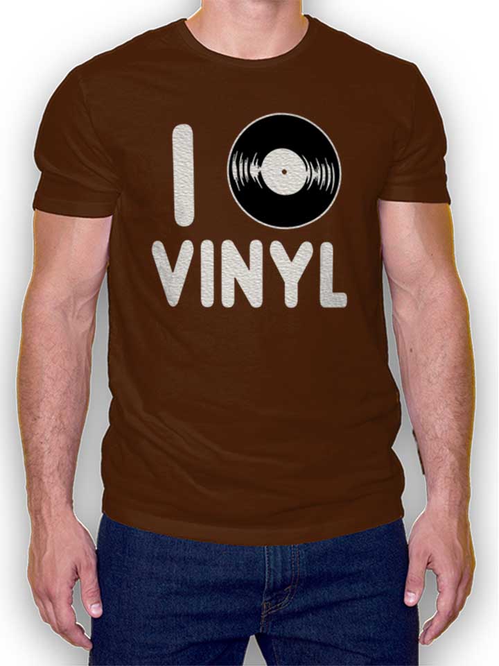 I Love Vinyl T-Shirt brown L