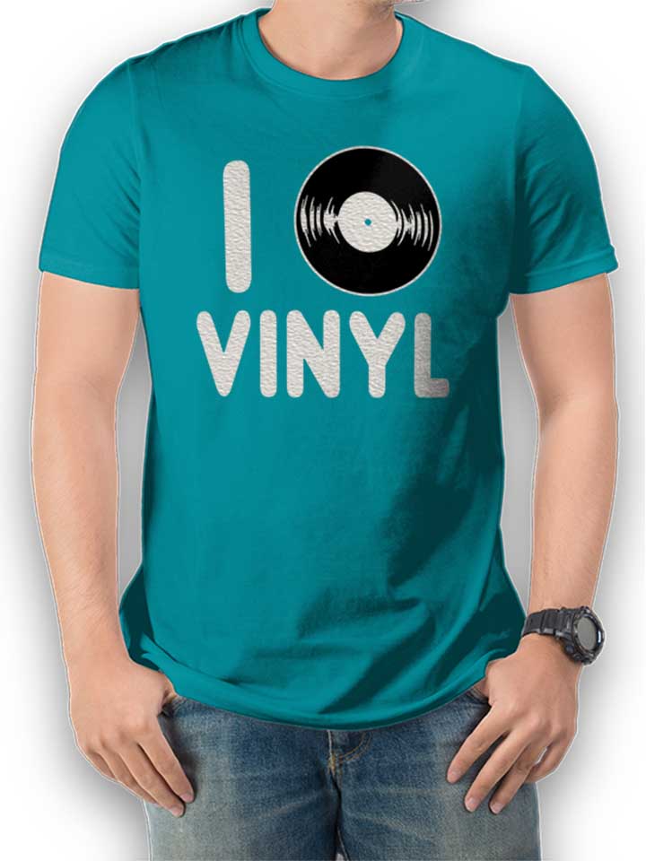 I Love Vinyl T-Shirt tuerkis L