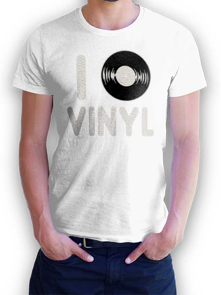 I Love Vinyl T-Shirt bianco L