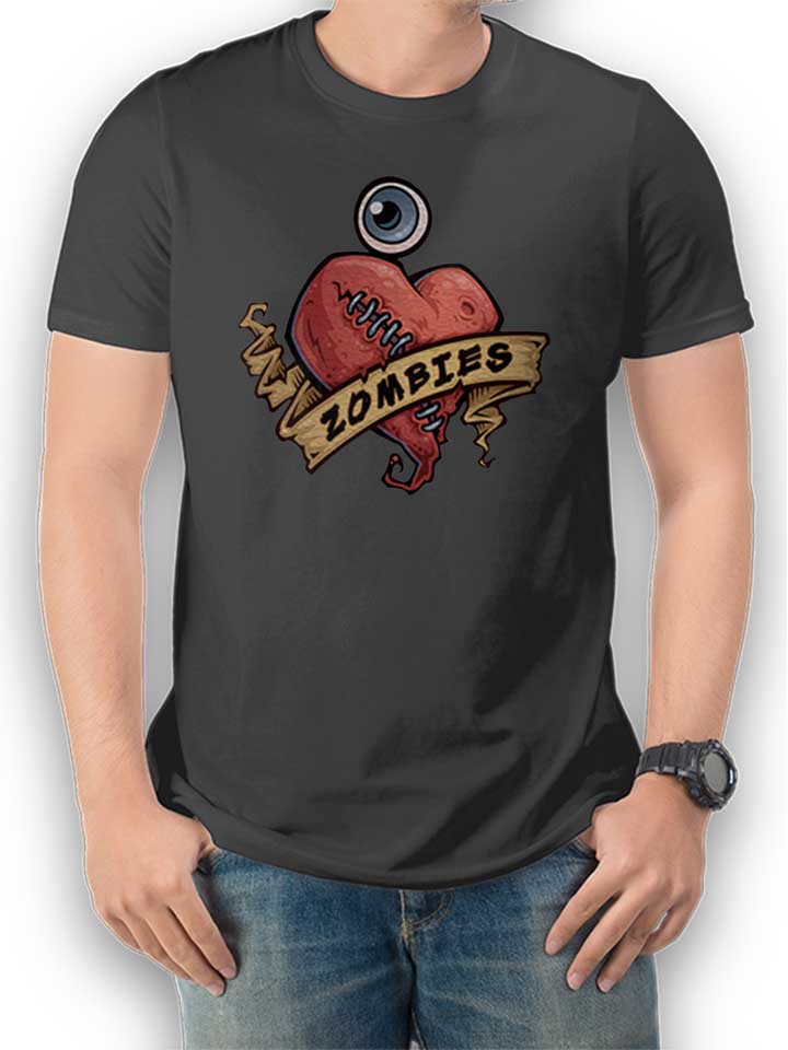 I Love Zombies 02 T-Shirt gris-fonc L