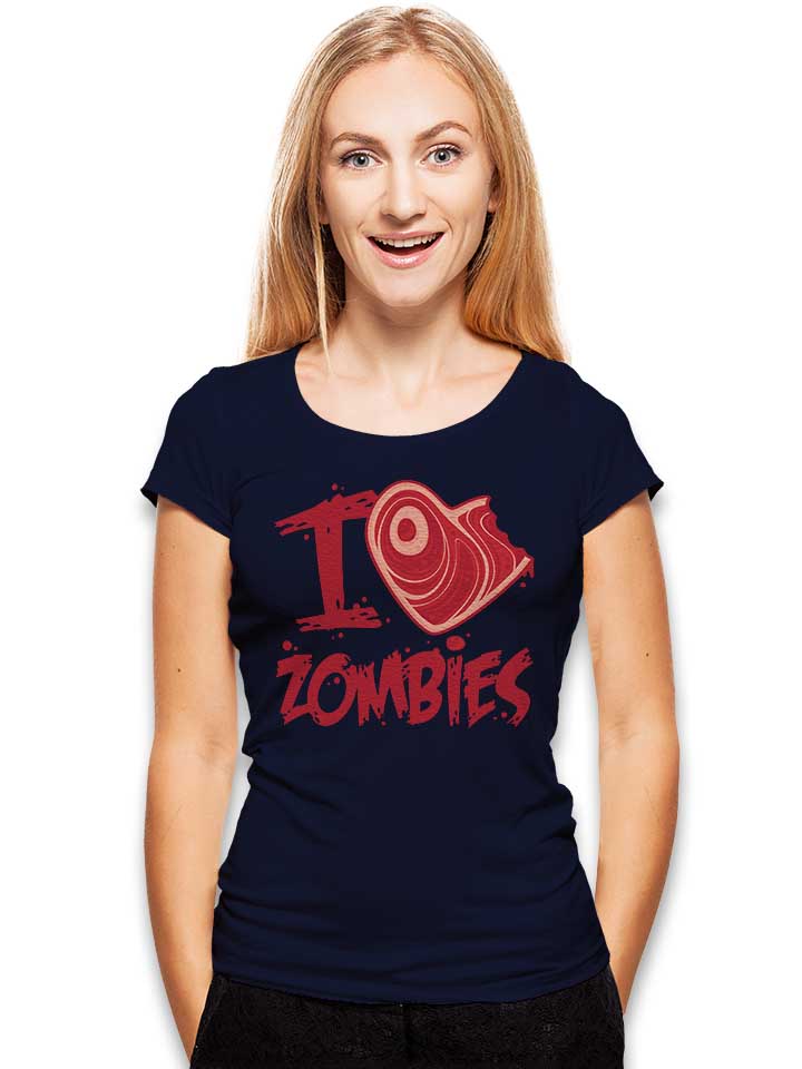 i-love-zombies-with-meat-heart-damen-t-shirt dunkelblau 2