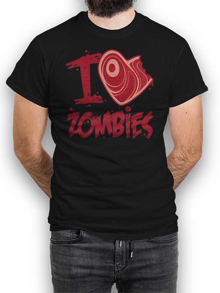 I Love Zombies With Meat Heart T-Shirt schwarz L