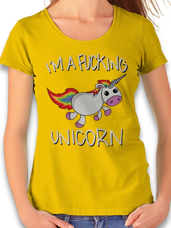 I M A Fucking Unicorn Damen T-Shirt gelb L