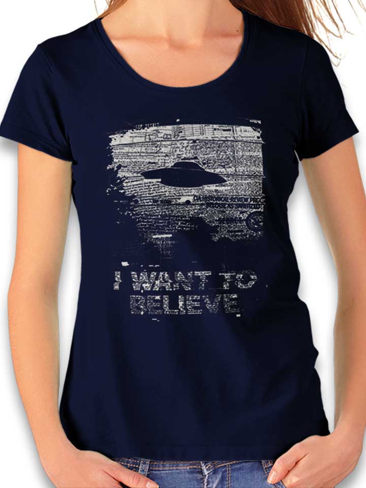 I Want To Believe Ufo 02 Camiseta Mujer azul-marino L
