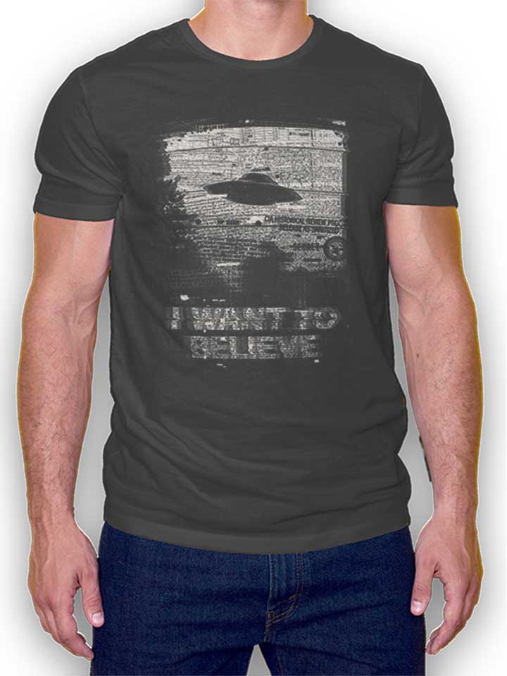 I Want To Believe Ufo 02 T-Shirt gris-fonc L