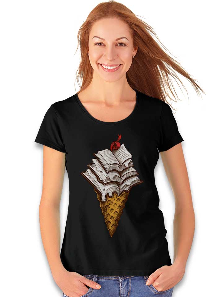 ice-cream-books-damen-t-shirt schwarz 2