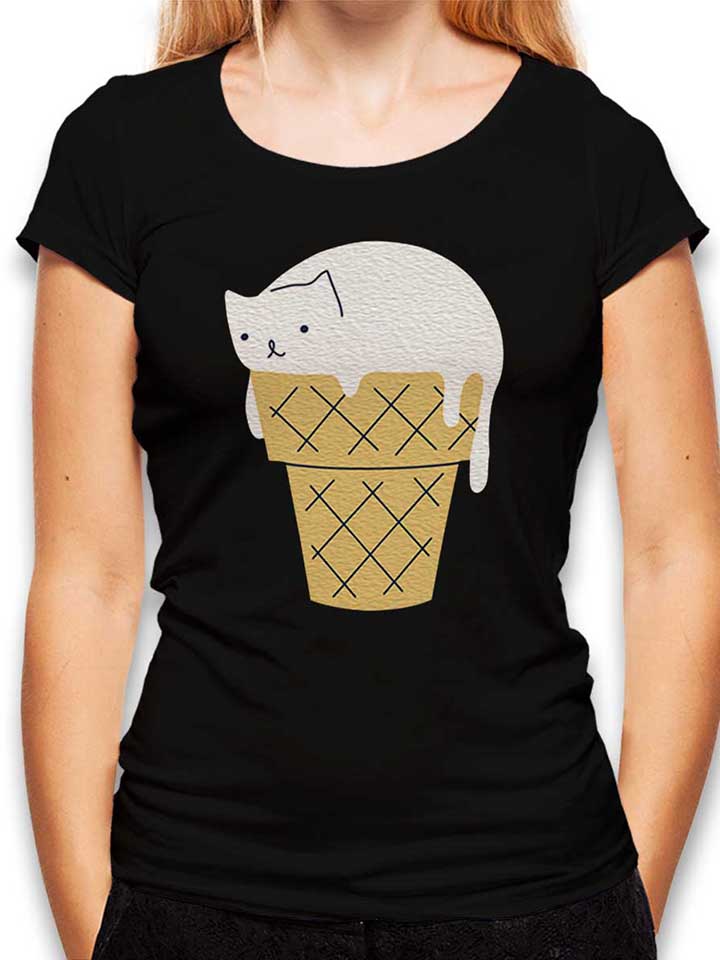 Ice Cream Cat Damen T-Shirt schwarz L
