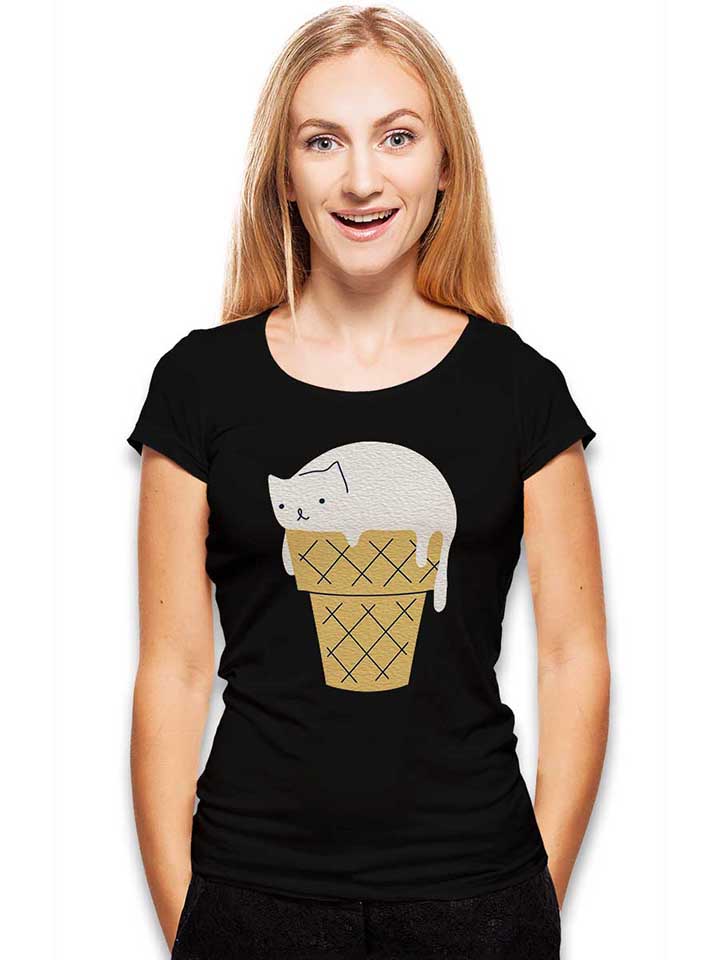 ice-cream-cat-damen-t-shirt schwarz 2