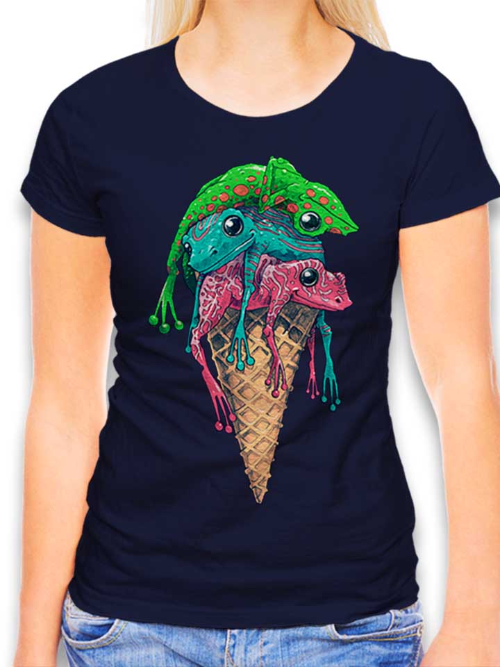 Icecream Frogs Womens T-Shirt deep-navy L