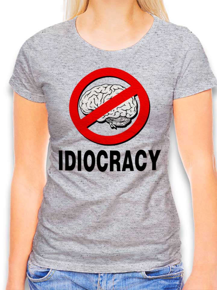idiocracy-3-damen-t-shirt grau-meliert 1
