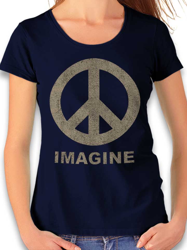 Imagine Peace Damen T-Shirt dunkelblau L