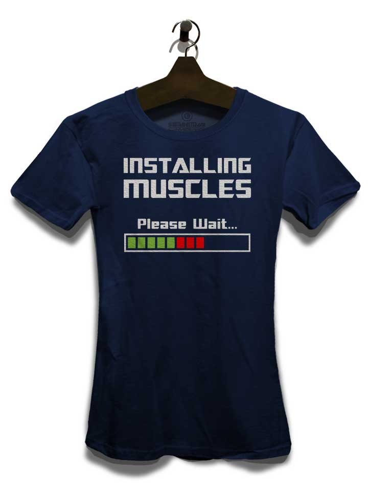 installing-muscles-please-wait-fitness-damen-t-shirt dunkelblau 3