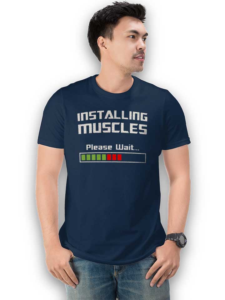 installing-muscles-please-wait-fitness-t-shirt dunkelblau 2