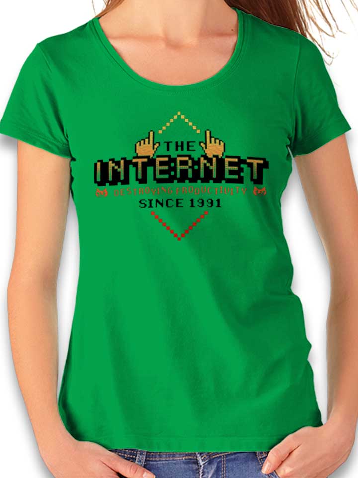 internet-destroying-productivity-damen-t-shirt gruen 1