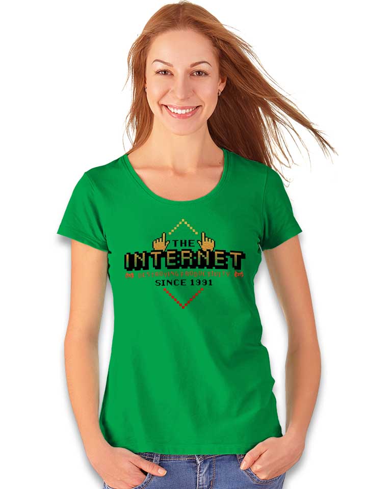 internet-destroying-productivity-damen-t-shirt gruen 2