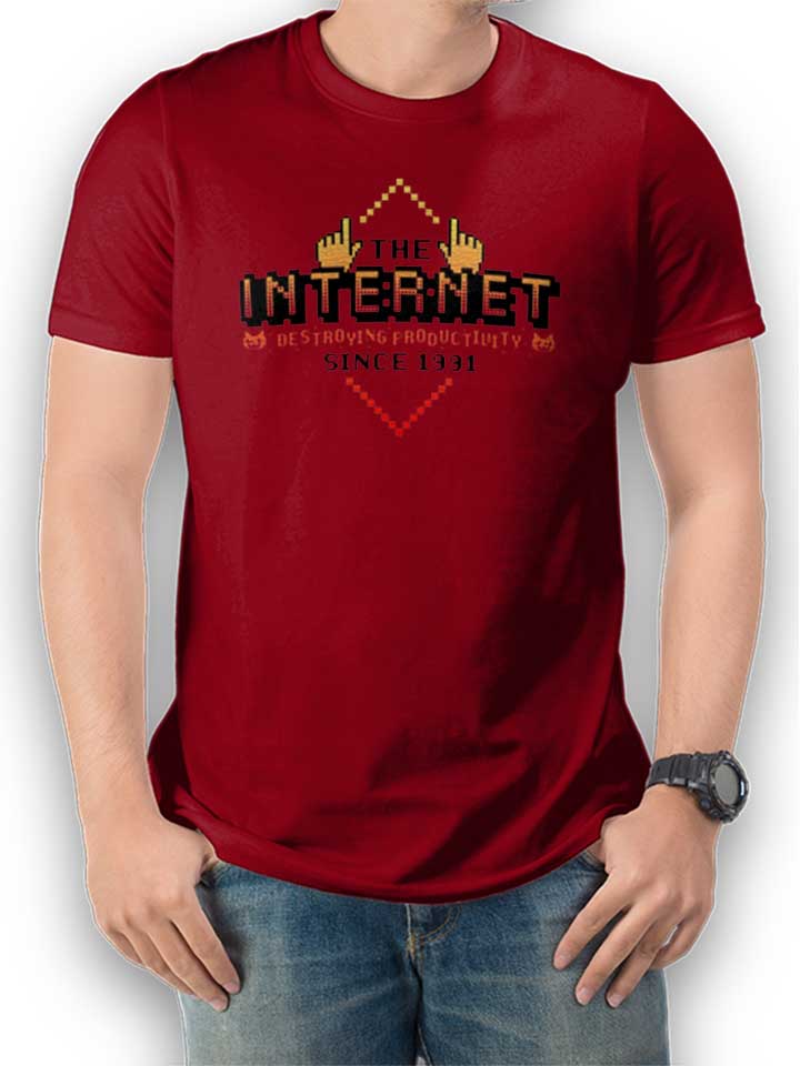 Internet Destroying Productivity T-Shirt bordeaux L