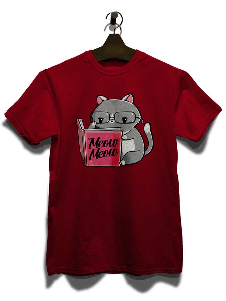 introvert-book-cat-t-shirt bordeaux 3