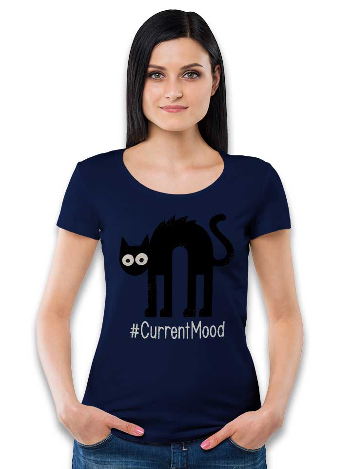 irritated-cat-damen-t-shirt dunkelblau 2