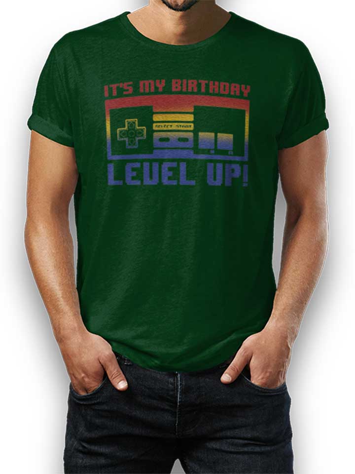 Its My Birthday Level Up T-Shirt dark-green L