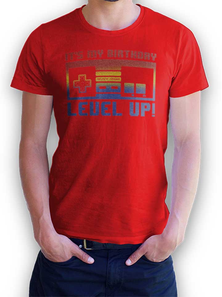 Its My Birthday Level Up T-Shirt rot L