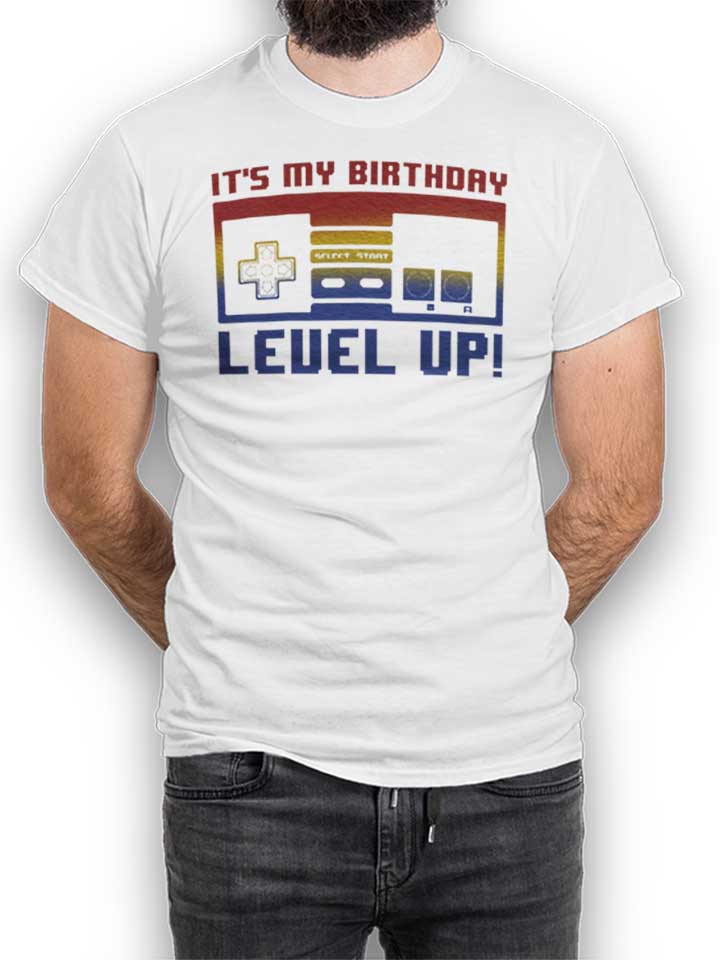 Its My Birthday Level Up T-Shirt weiss L