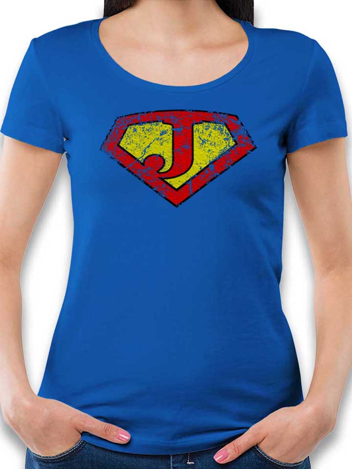 J Buchstabe Logo Vintage Womens T-Shirt royal-blue L