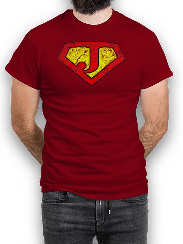 J Buchstabe Logo Vintage T-Shirt maroon L