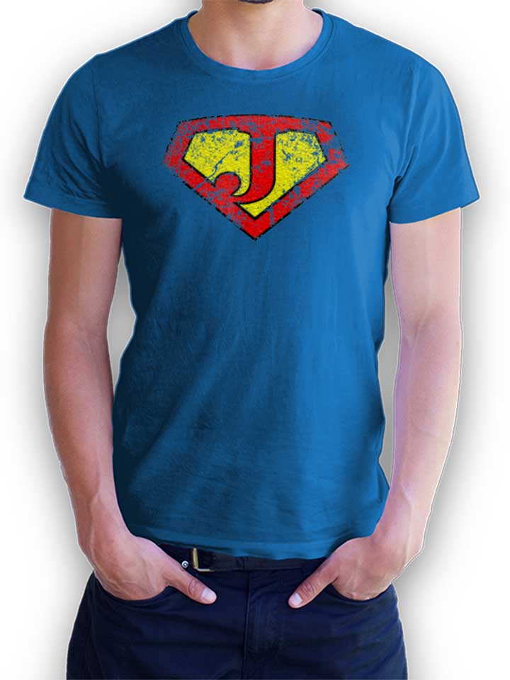 J Buchstabe Logo Vintage T-Shirt royal-blue L