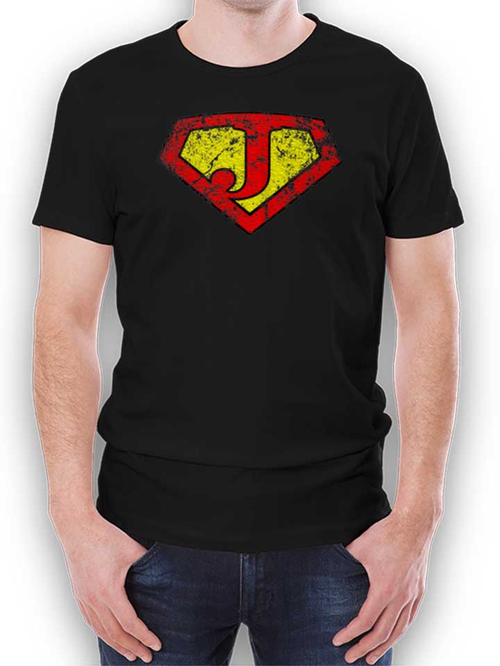J Buchstabe Logo Vintage T-Shirt schwarz L