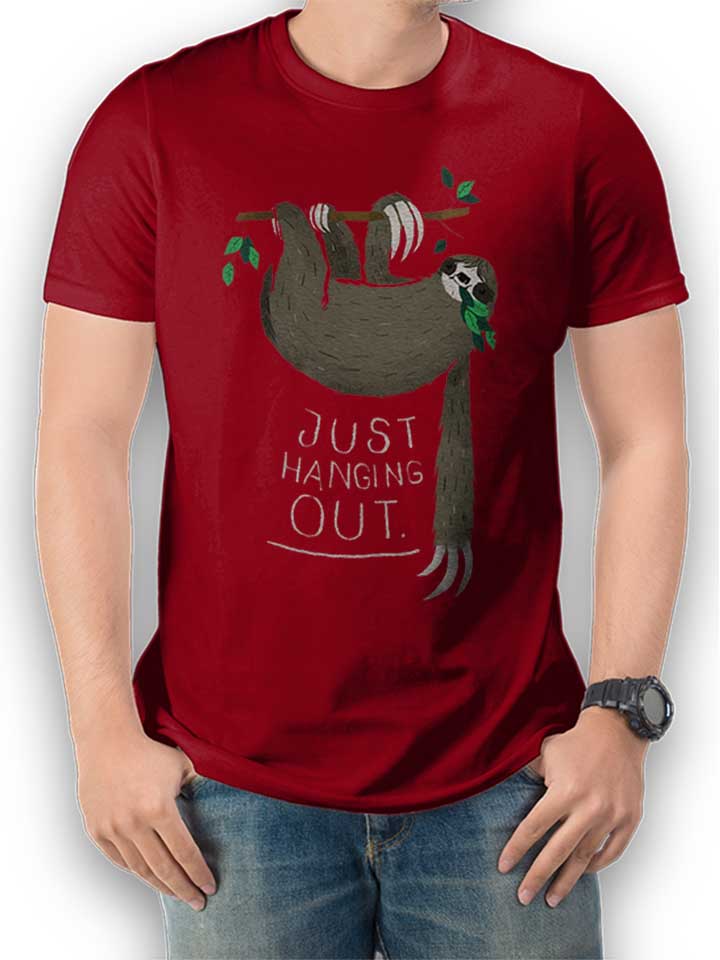 Just Hanging Out Sloth Camiseta burdeos L