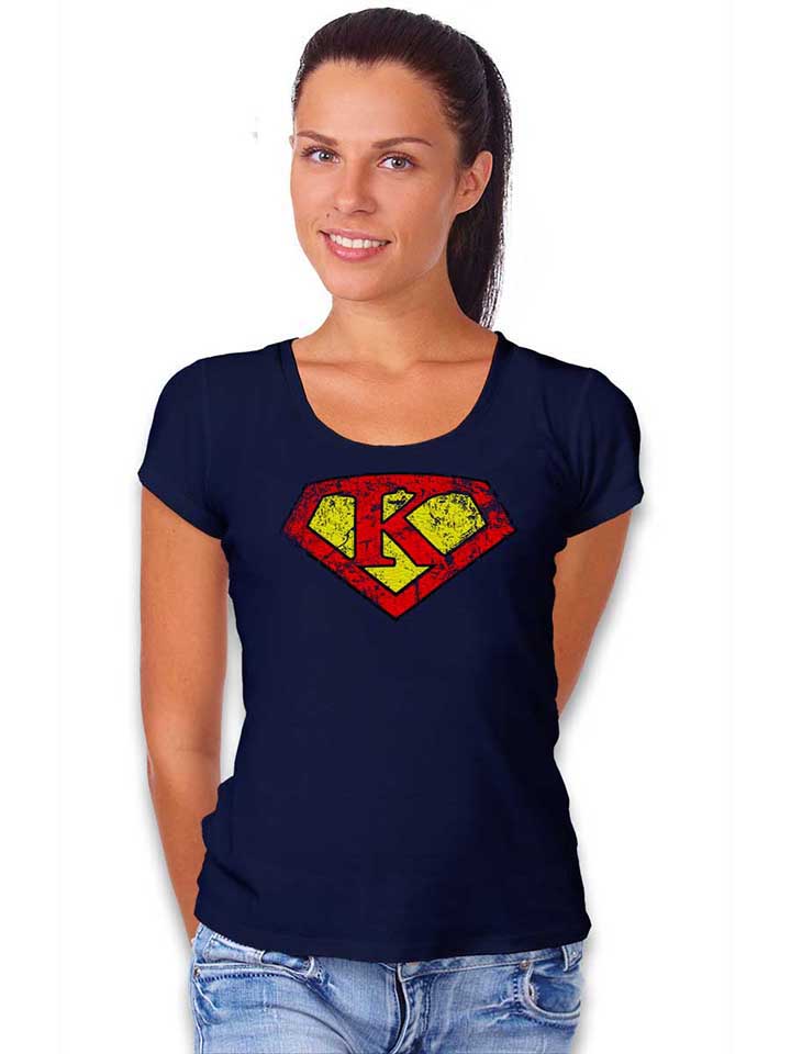 k-buchstabe-logo-vintage-damen-t-shirt dunkelblau 2