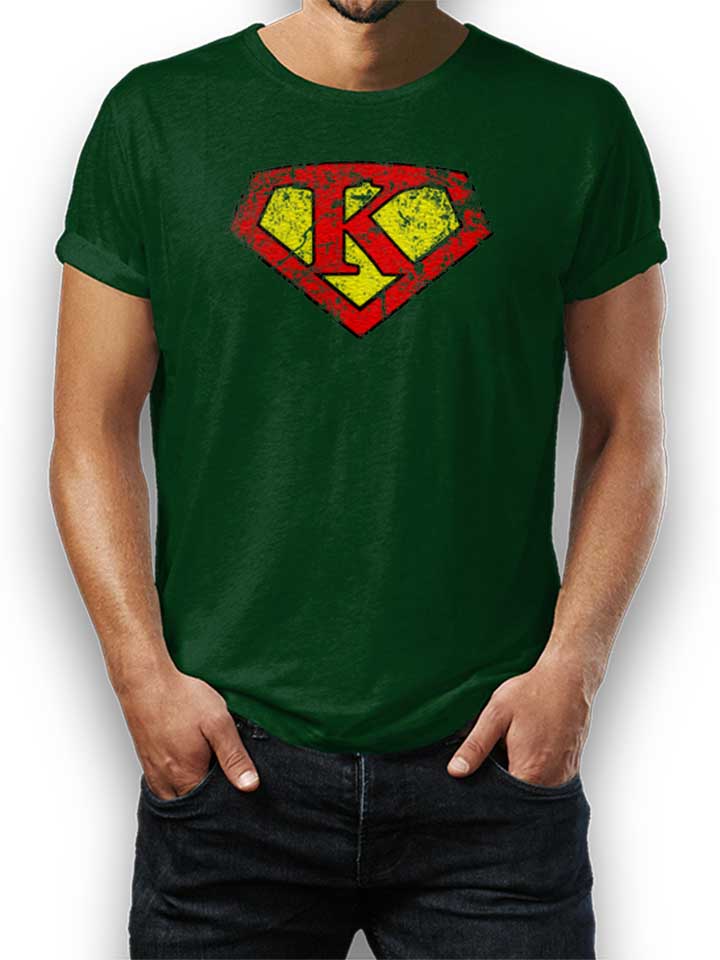 K Buchstabe Logo Vintage T-Shirt verde-scuro L