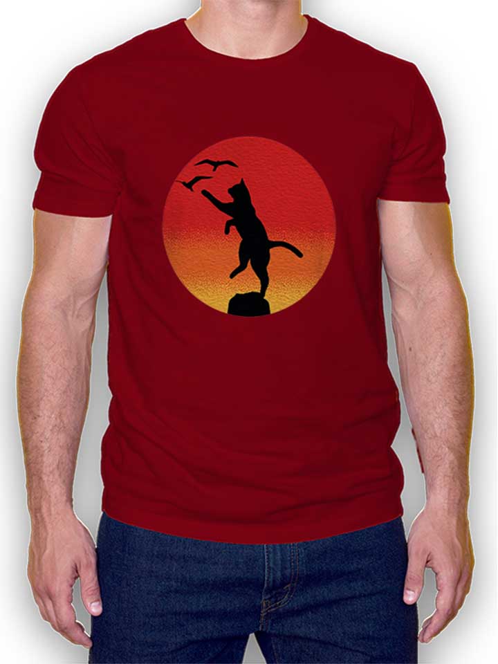 Karate Cat T-Shirt bordeaux L