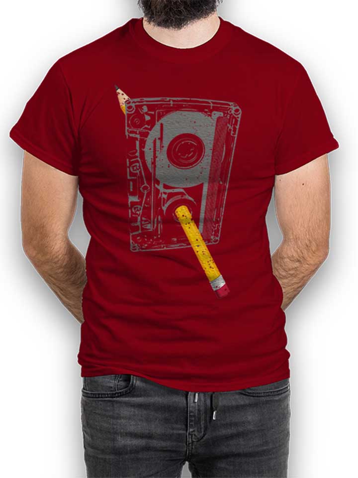 Kassette Bleistift T-Shirt maroon L