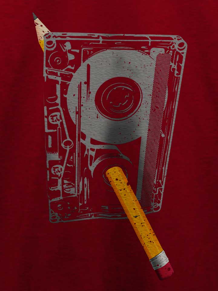 kassette-bleistift-t-shirt bordeaux 4