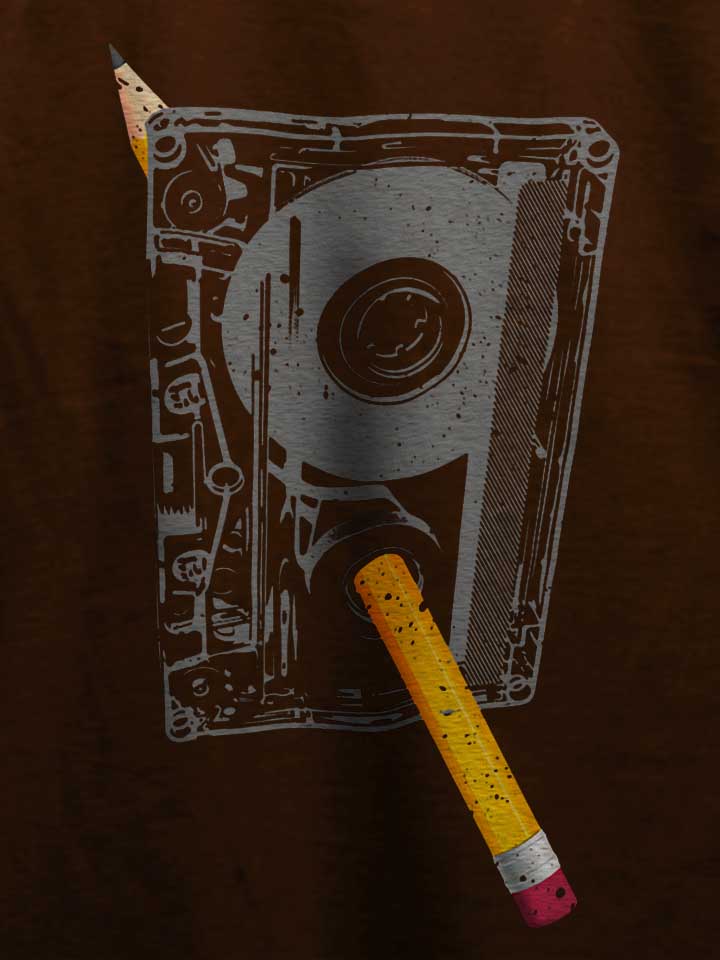 kassette-bleistift-t-shirt braun 4