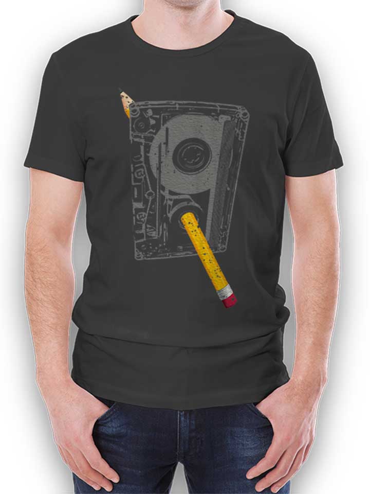 Kassette Bleistift T-Shirt dunkelgrau L