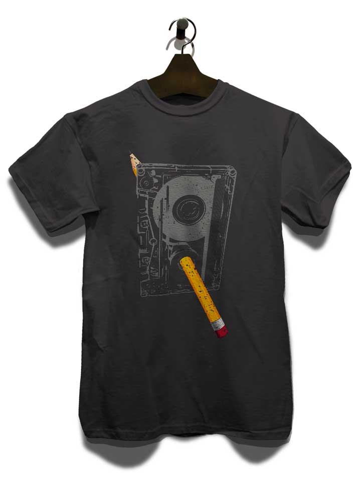 kassette-bleistift-t-shirt dunkelgrau 3