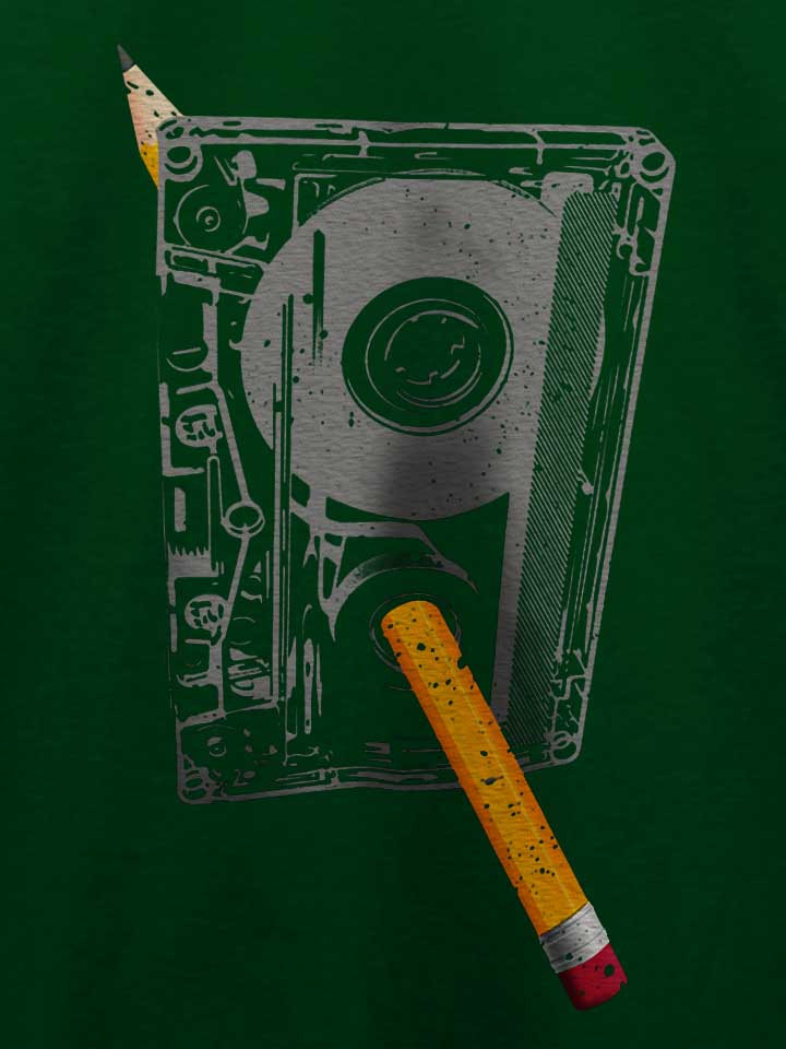 kassette-bleistift-t-shirt dunkelgruen 4