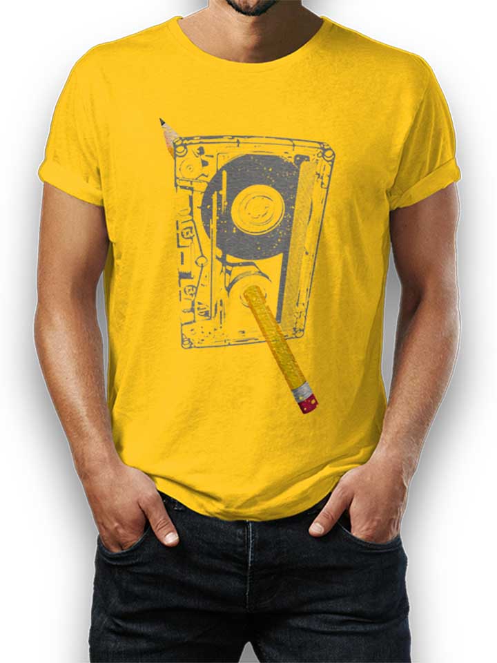 kassette-bleistift-t-shirt gelb 1