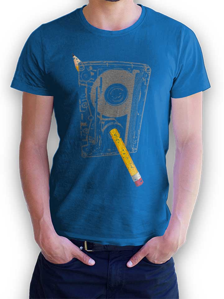 Kassette Bleistift T-Shirt blu-royal L