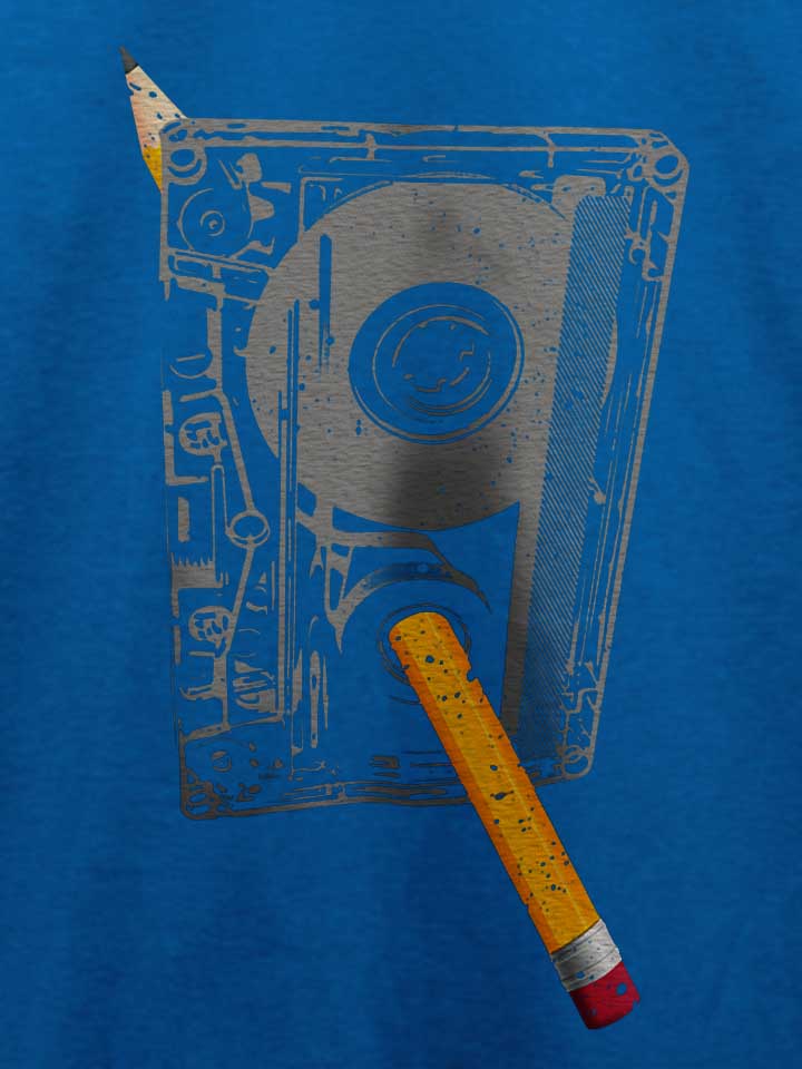 kassette-bleistift-t-shirt royal 4
