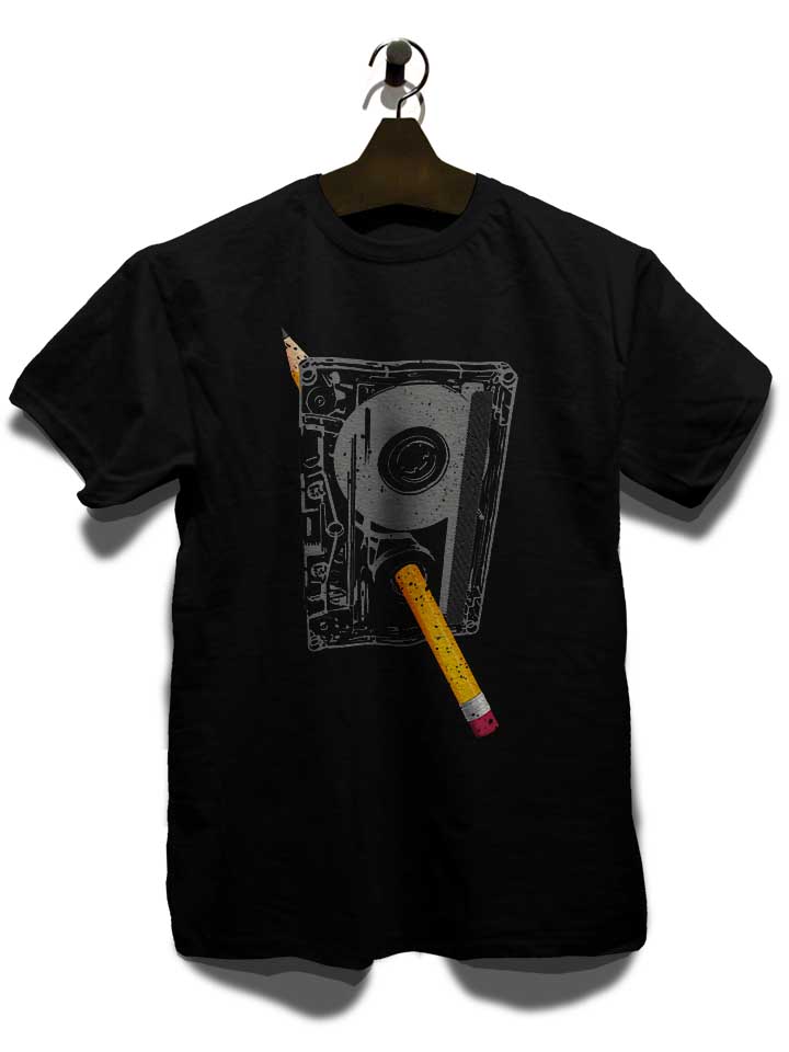 kassette-bleistift-t-shirt schwarz 3