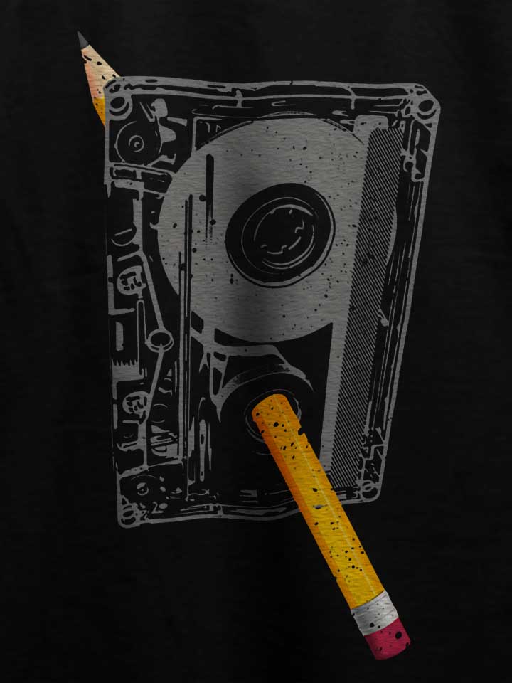 kassette-bleistift-t-shirt schwarz 4
