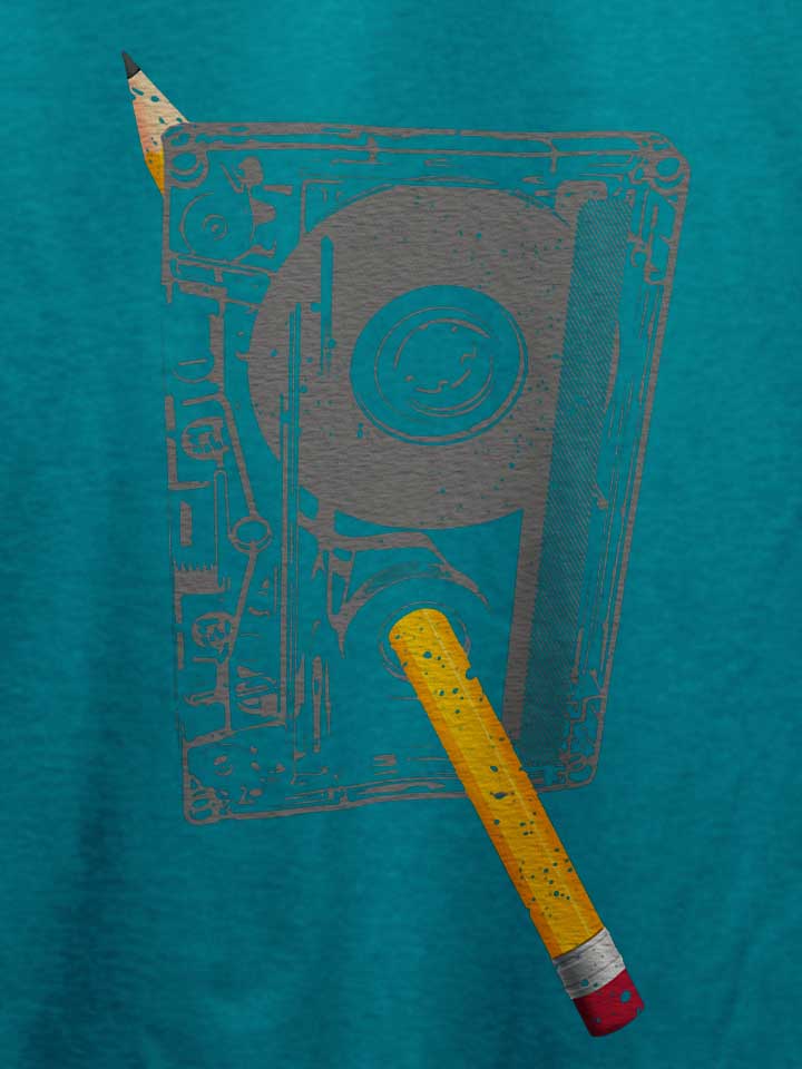 kassette-bleistift-t-shirt tuerkis 4