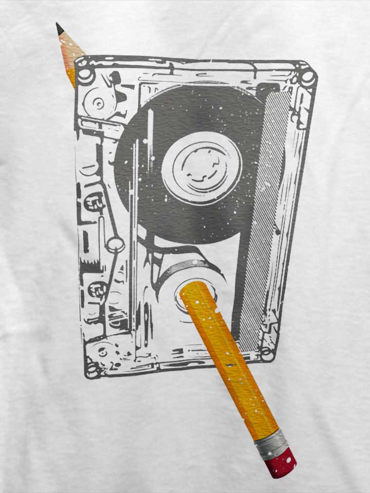 kassette-bleistift-t-shirt weiss 4
