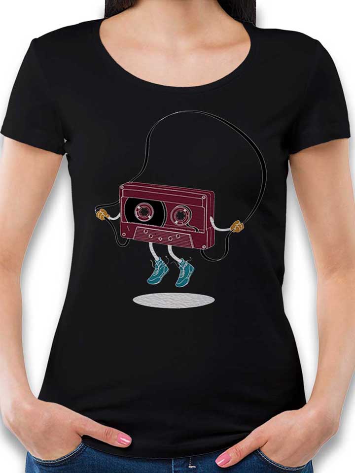 kassette-jumping-rope-damen-t-shirt schwarz 1