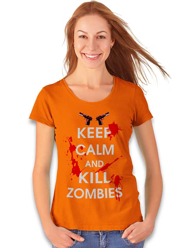 keep-calm-and-kill-zombies-damen-t-shirt orange 2