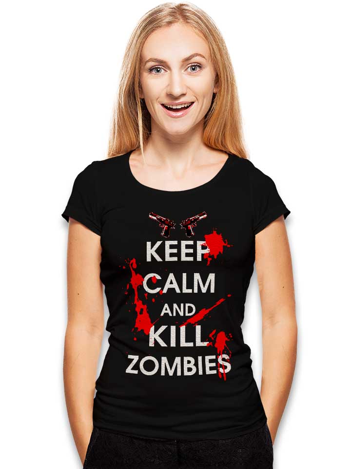 keep-calm-and-kill-zombies-damen-t-shirt schwarz 2