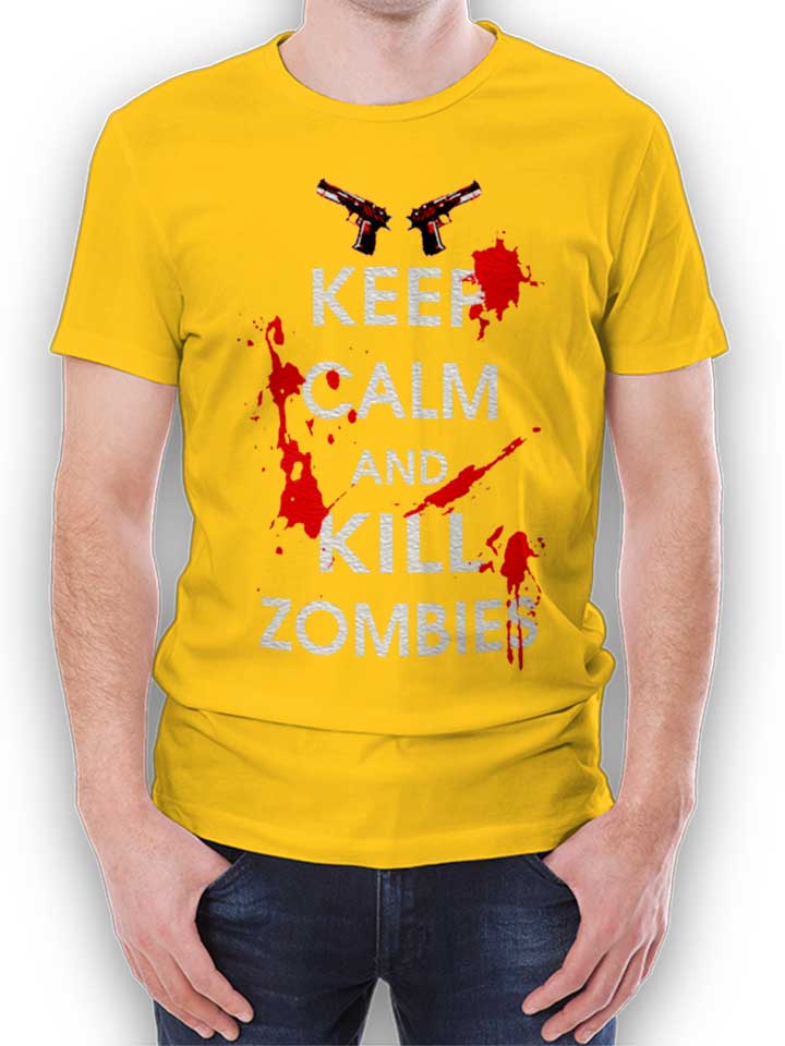 Keep Calm And Kill Zombies T-Shirt yellow L